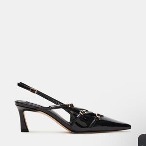 Steve Madden Black and Mocha Patent Slingback Heels